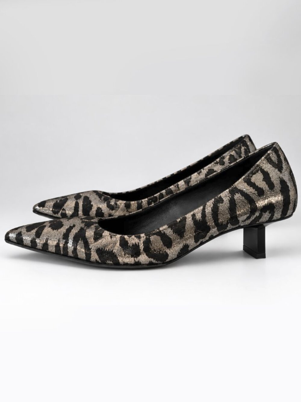 Pierre Hardy Metallic Leopard  Kitten Heels Pumps size 37 RUNS SMALL